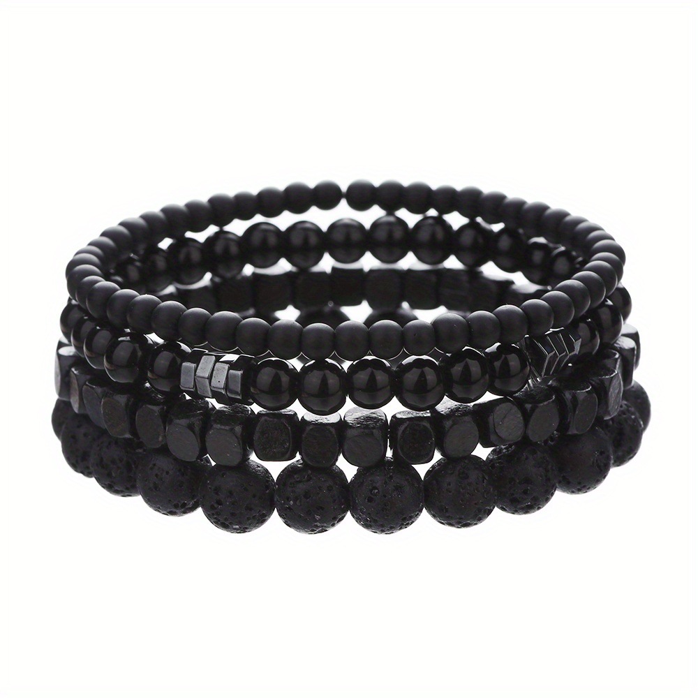 Cross border New Punk Style Men's Bracelet Natural Stone Set Stacked Bracelet Versatile Popular Handpiece Wholesale Cross border New Punk Style Men's Bracelet Natural Stone Set Stacked Bracelet Versatile Popular Handpiece Wholesale