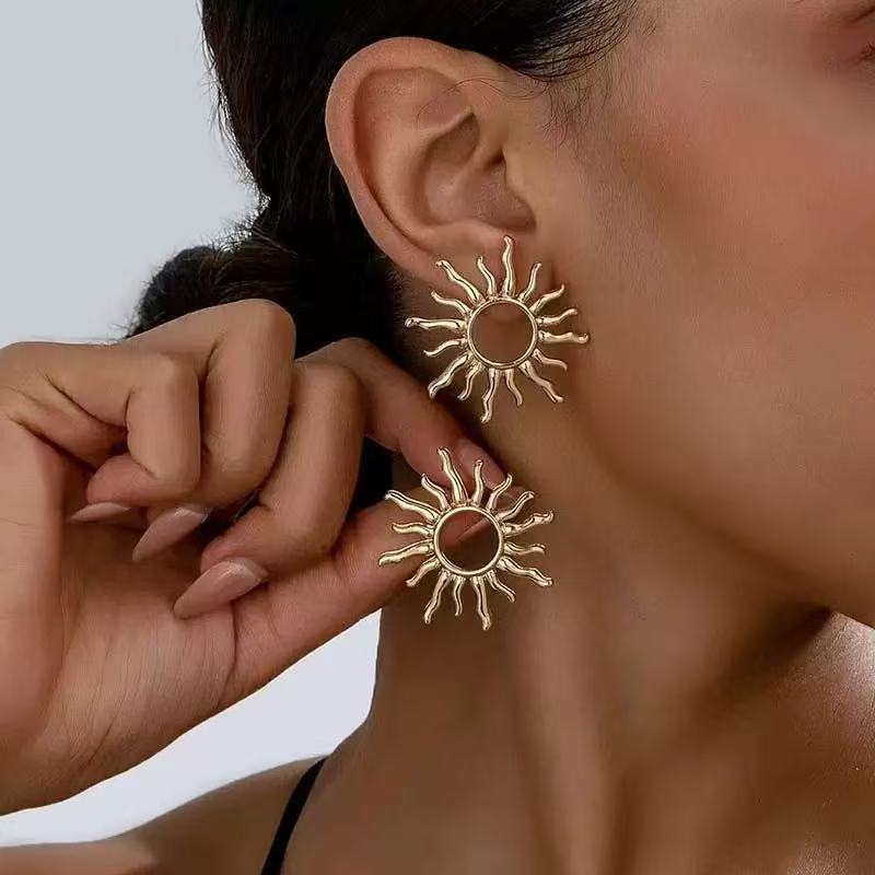 European and American cross-border shein sunflower fashion earrings creative personality alloy trend retro foreign trade popular earrings