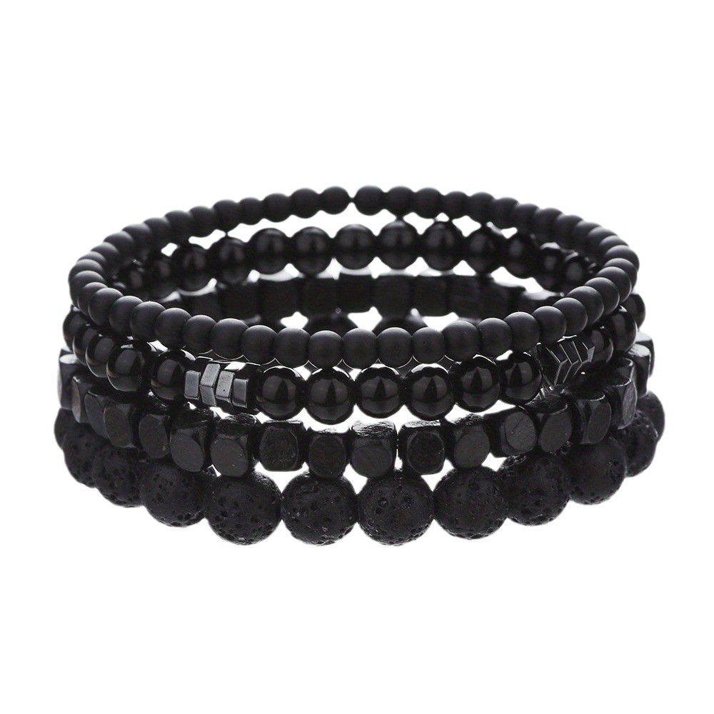 Cross border New Punk Style Men's Bracelet Natural Stone Set Stacked Bracelet Versatile Popular Handpiece Wholesale Cross border New Punk Style Men's Bracelet Natural Stone Set Stacked Bracelet Versatile Popular Handpiece Wholesale