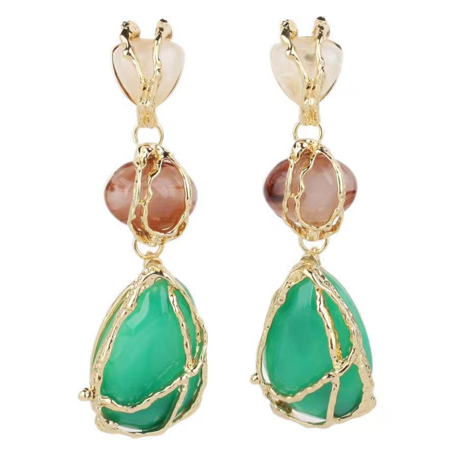 2024ZA exaggerated European and American cross-border personalized acrylic pendant earrings long geometric splicing resin earrings 2024ZA exaggerated European and American cross-border personalized acrylic pendant earrings long geometric splicing resin earrings