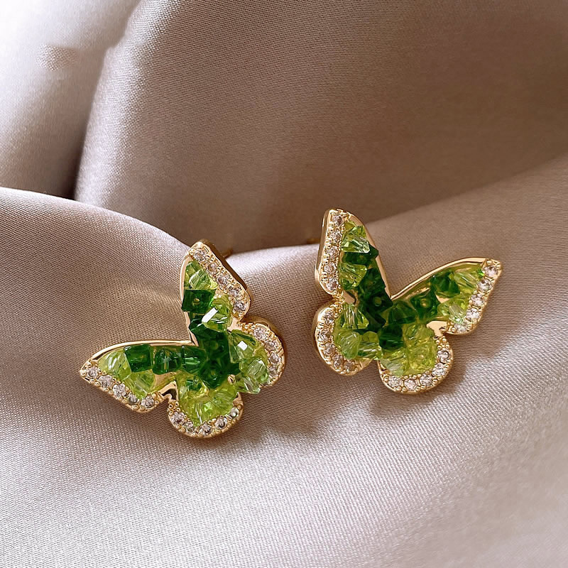 Zircon liquid butterfly earrings for women, light luxury, niche and high-end temperament earrings, 2024 new explosive unique earrings Zircon liquid butterfly earrings for women, light luxury, niche and high-end temperament earrings, 2024 new explosive unique earrings