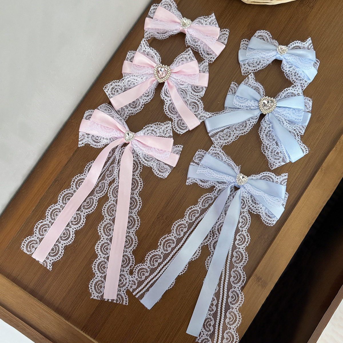 Original Lolita hair accessory lace lace bow hair clip sweet girl rhinestone love accessory princess headwear