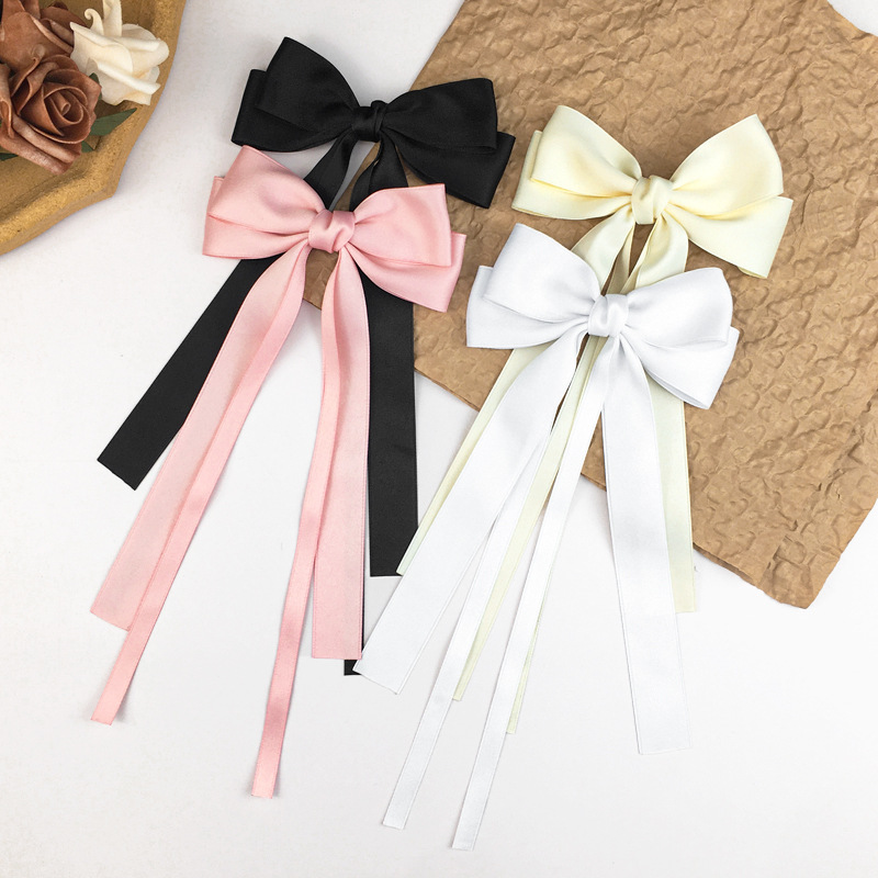 Sweet girl bow ribbon hair clip, Japanese and Korean style simple and versatile, high-end feeling, hair clip at the back of the head, internet famous hair accessory