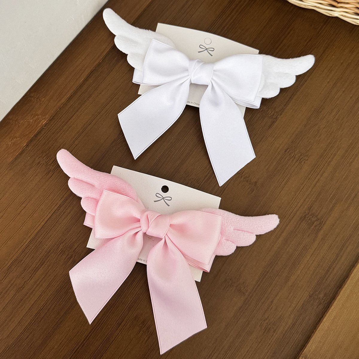 Japanese Cute Plush Wings Bow Hairpin Female Lolita Hair Accessories Sweet Soft Girl Back of Head Top Clip Hair Accessories
