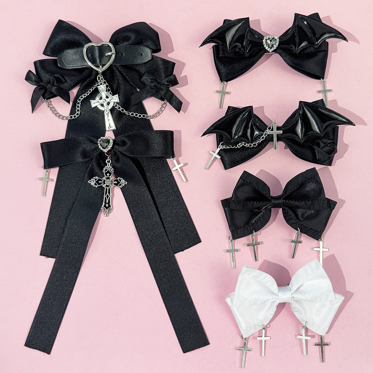 Sweet and cool style love cross bow hair clip, female gothic style, niche, high-end, spicy girl, punk, JK hair accessories