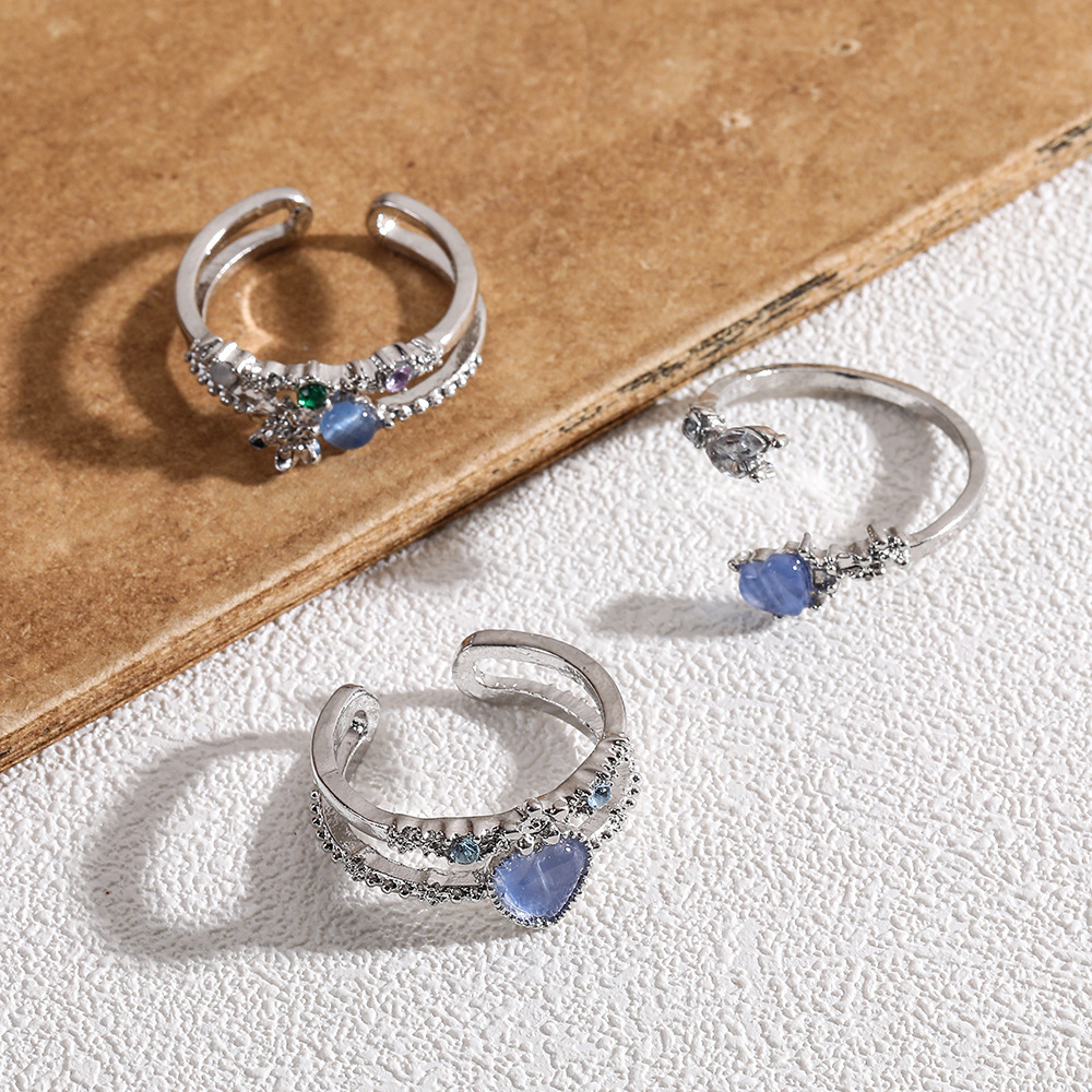 Cross border popular product from Europe, America, and South Korea - heart-shaped circular zircon ring for women - light luxury, niche design, adjustable factory Cross border popular product from Europe, America, and South Korea - heart-shaped circular zircon ring for women - light luxury, niche design, adjustable factory