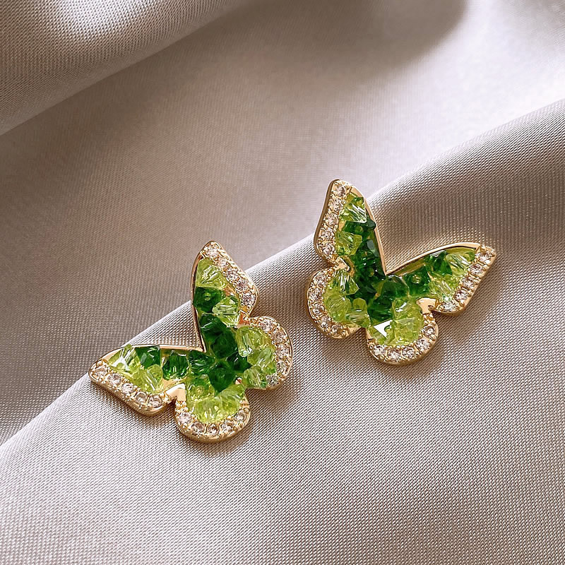Zircon liquid butterfly earrings for women, light luxury, niche and high-end temperament earrings, 2024 new explosive unique earrings Zircon liquid butterfly earrings for women, light luxury, niche and high-end temperament earrings, 2024 new explosive unique earrings