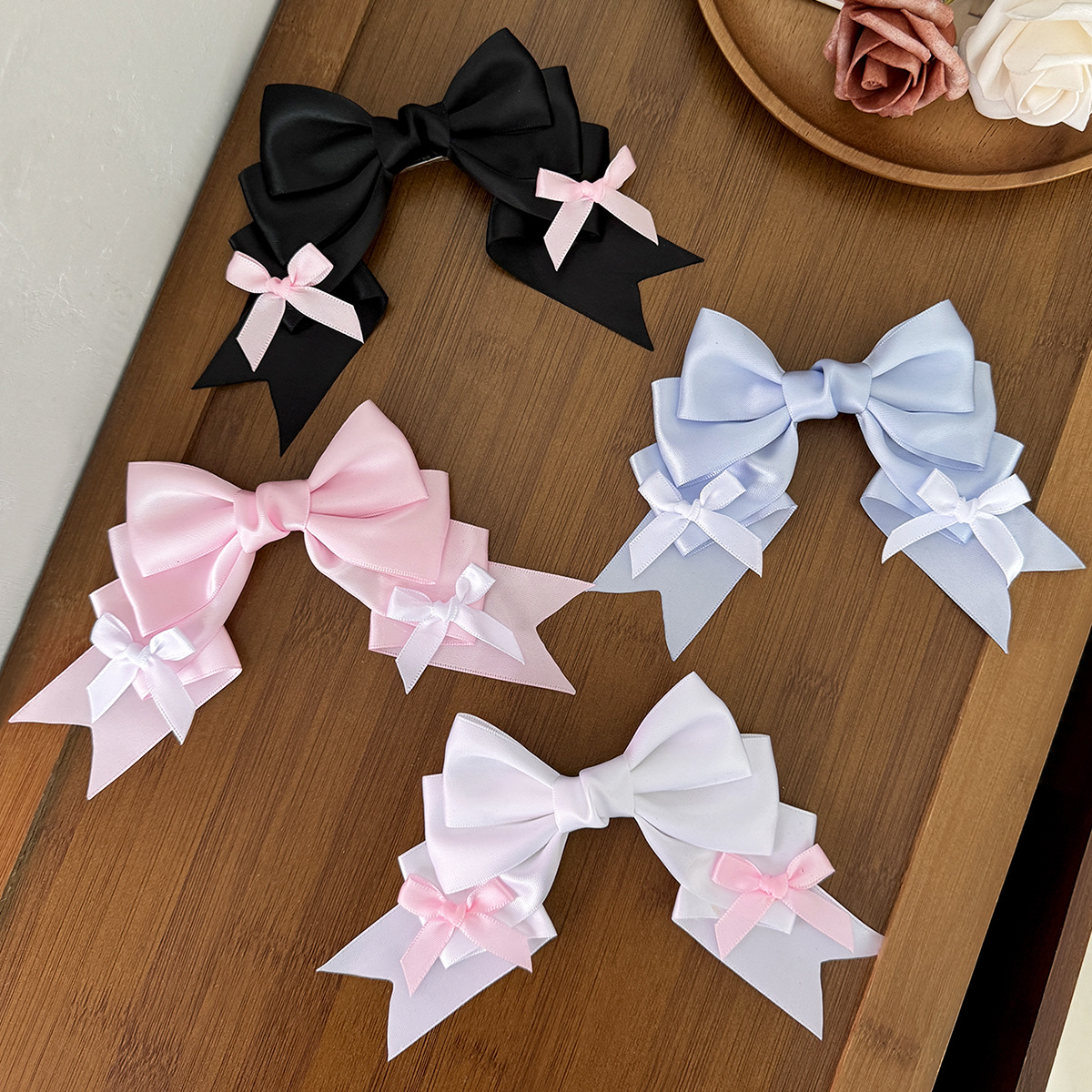 Korean version of ins Lolita style bow hair clip, sweet and cute girl, cute back of the head clip, fashionable princess hair accessory