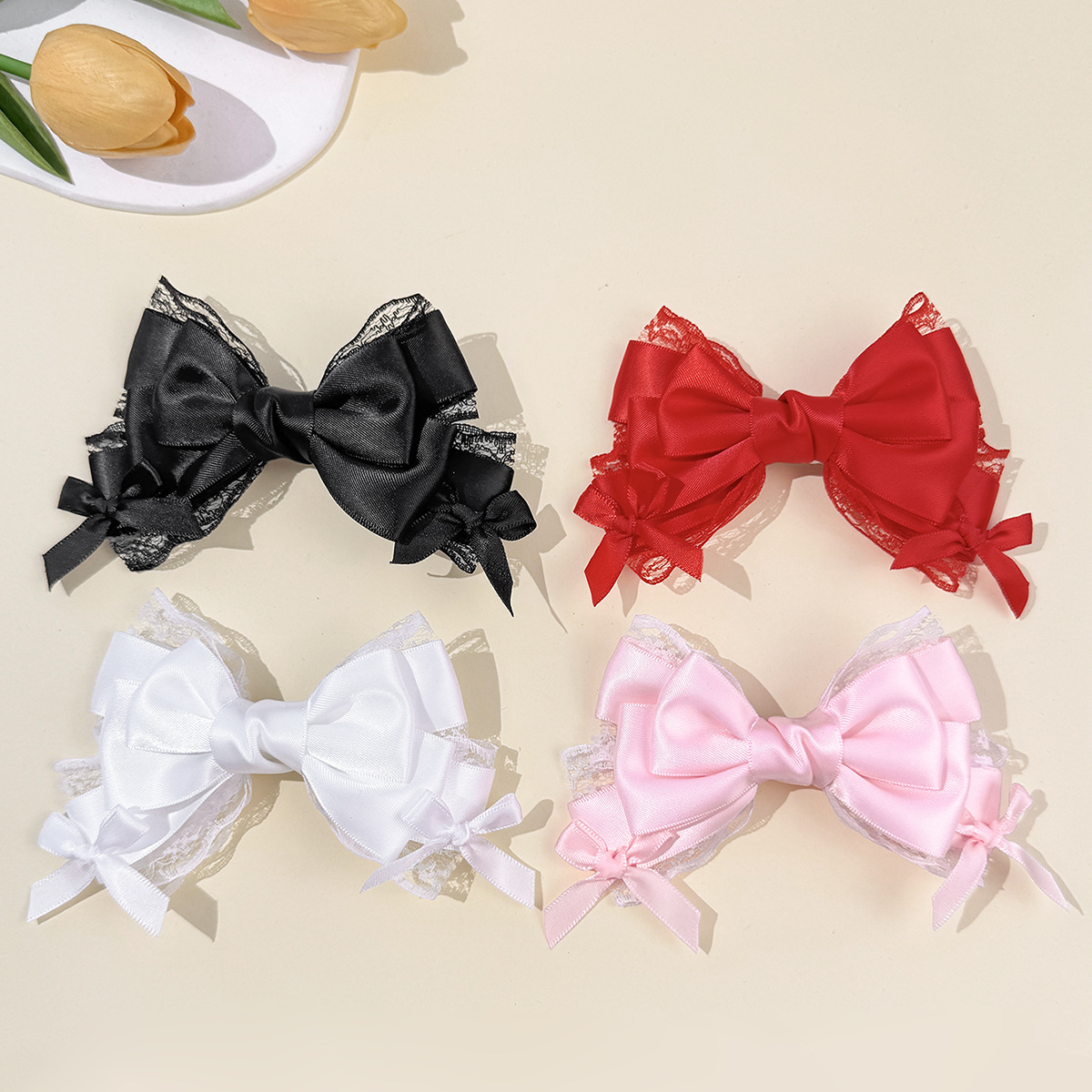 Super fairy Lolita bow hair clip, sweet and lovely, elegant temperament, with a top clip of forest princess hair accessory at the back of the head