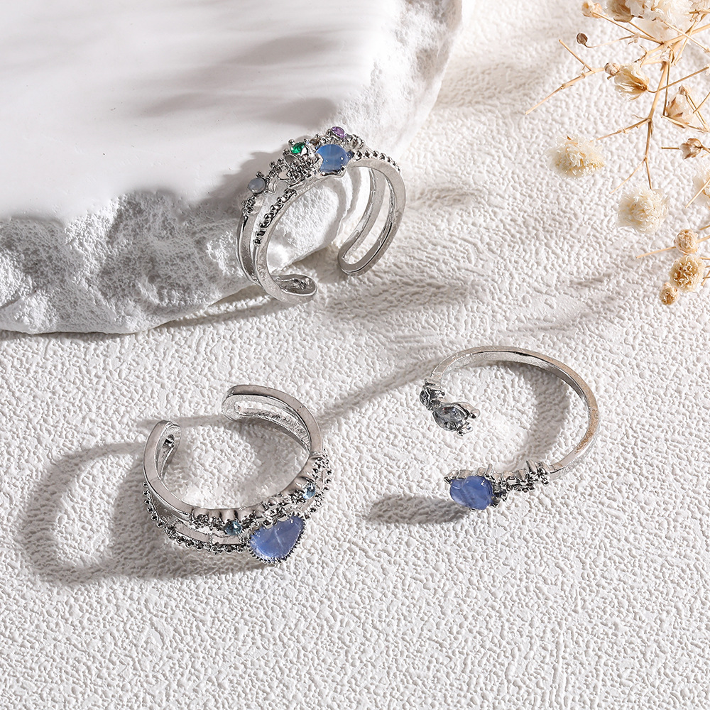 Cross border popular product from Europe, America, and South Korea - heart-shaped circular zircon ring for women - light luxury, niche design, adjustable factory Cross border popular product from Europe, America, and South Korea - heart-shaped circular zircon ring for women - light luxury, niche design, adjustable factory