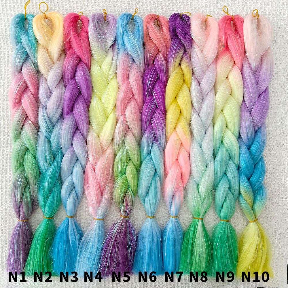 Laser wire, gold wire, dirty braid, big braid, mixed gold wire wig braid, big thick braid, gradient color, gold wire, dirty braid