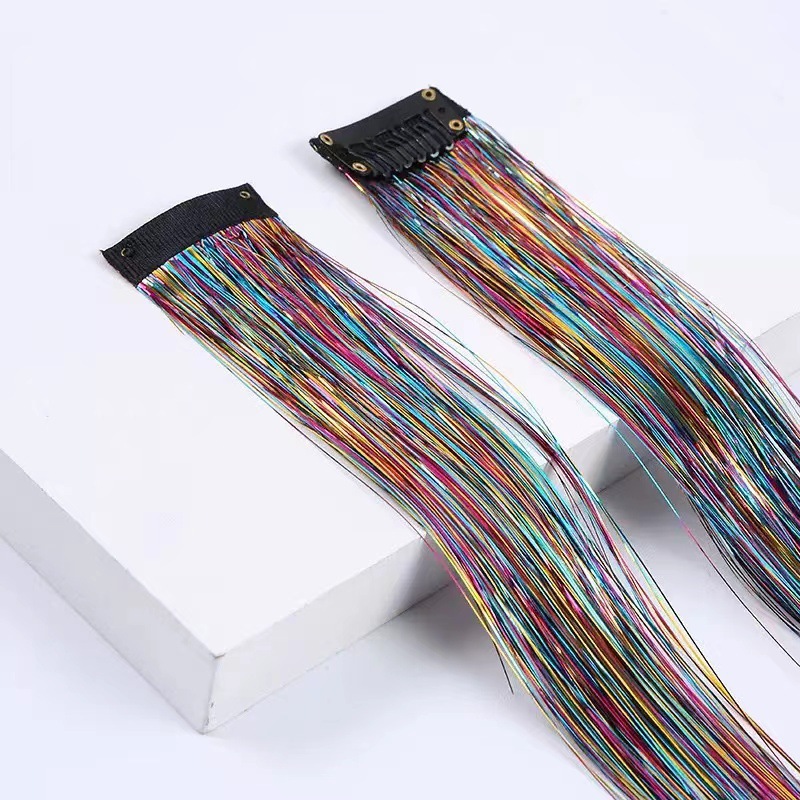 Cross border foreign trade colorful laser hair clip, straight hair clip, gold wire, rainbow bright silk, laser wire Cross border foreign trade colorful laser hair clip, straight hair clip, gold wire, rainbow bright silk, laser wire