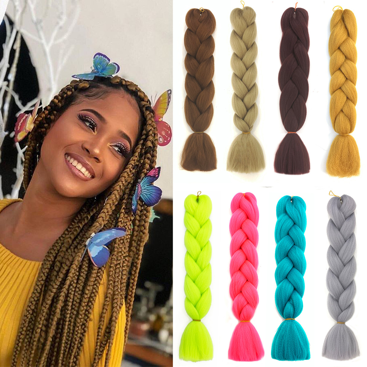 African Dirty Braid Synthetic Braid Wig Female Long Hair Braid Solid Color Braid Hair Dirty Braid