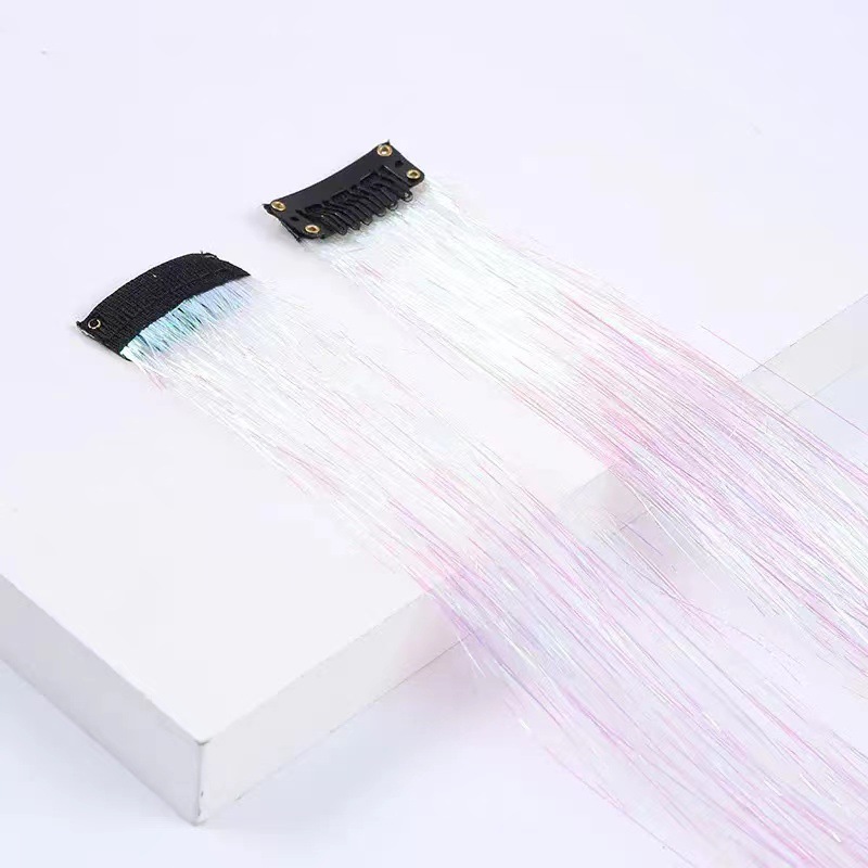 Cross border foreign trade colorful laser hair clip, straight hair clip, gold wire, rainbow bright silk, laser wire Cross border foreign trade colorful laser hair clip, straight hair clip, gold wire, rainbow bright silk, laser wire