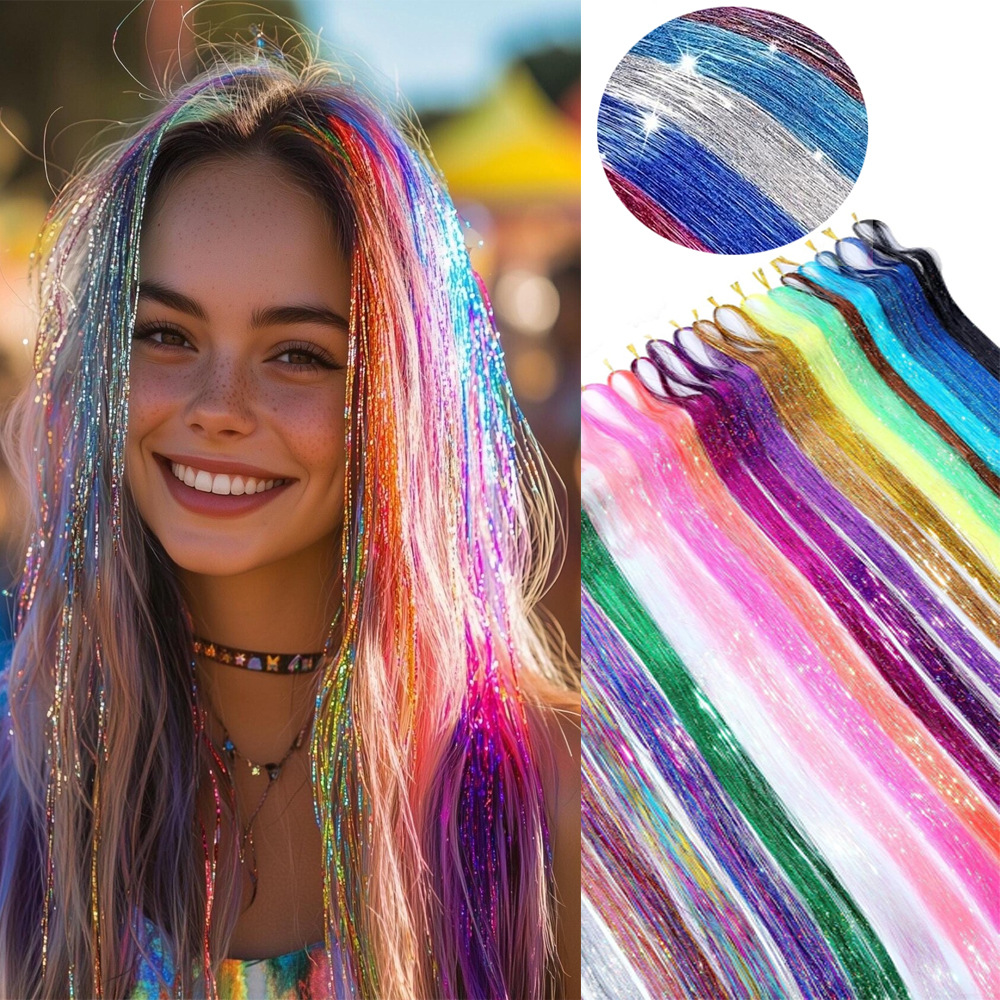 Source factory Tinselhair laser wire shiny metal wire seamless hair extensions Amazon wig extensions batch