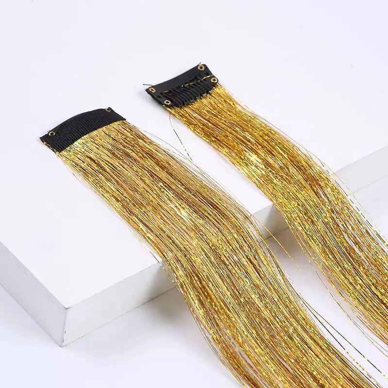 Cross border foreign trade colorful laser hair clip, straight hair clip, gold wire, rainbow bright silk, laser wire Cross border foreign trade colorful laser hair clip, straight hair clip, gold wire, rainbow bright silk, laser wire