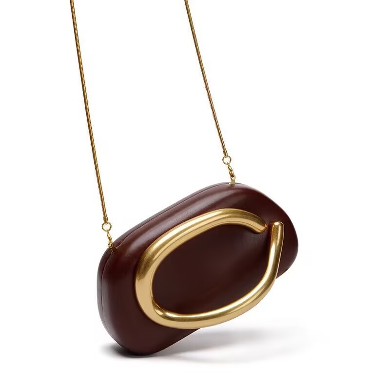 Z Family's Classic Round Box Handheld Banquet Bag Mini Small Bag Retro Metal Handle Chain Single Shoulder Crossbody Bag