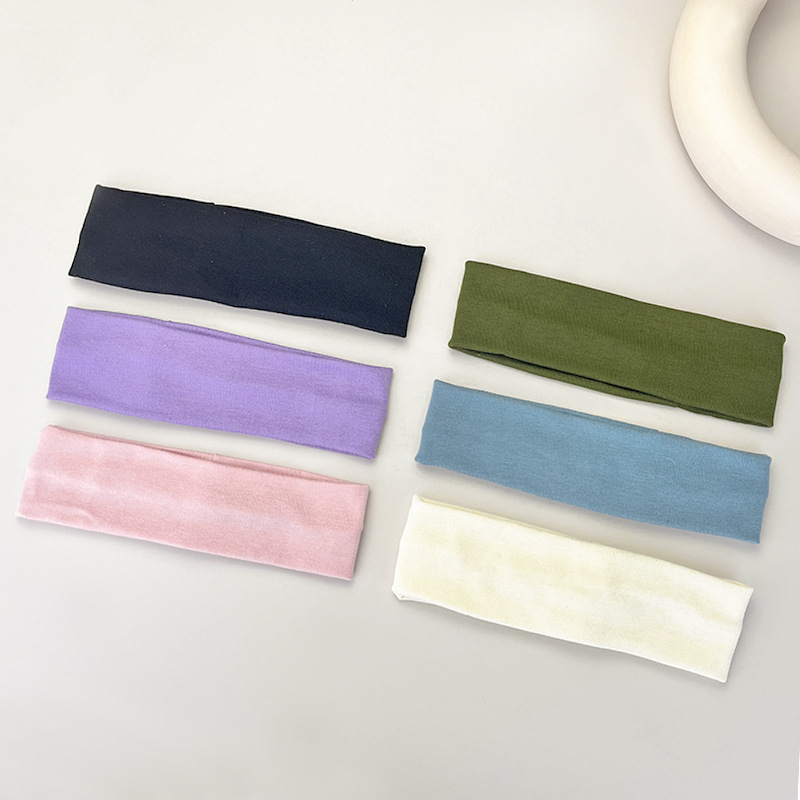6cm wide and narrow edge solid color knitted headband elastic headband simple and versatile yoga exercise sweat absorbing face wash headband
