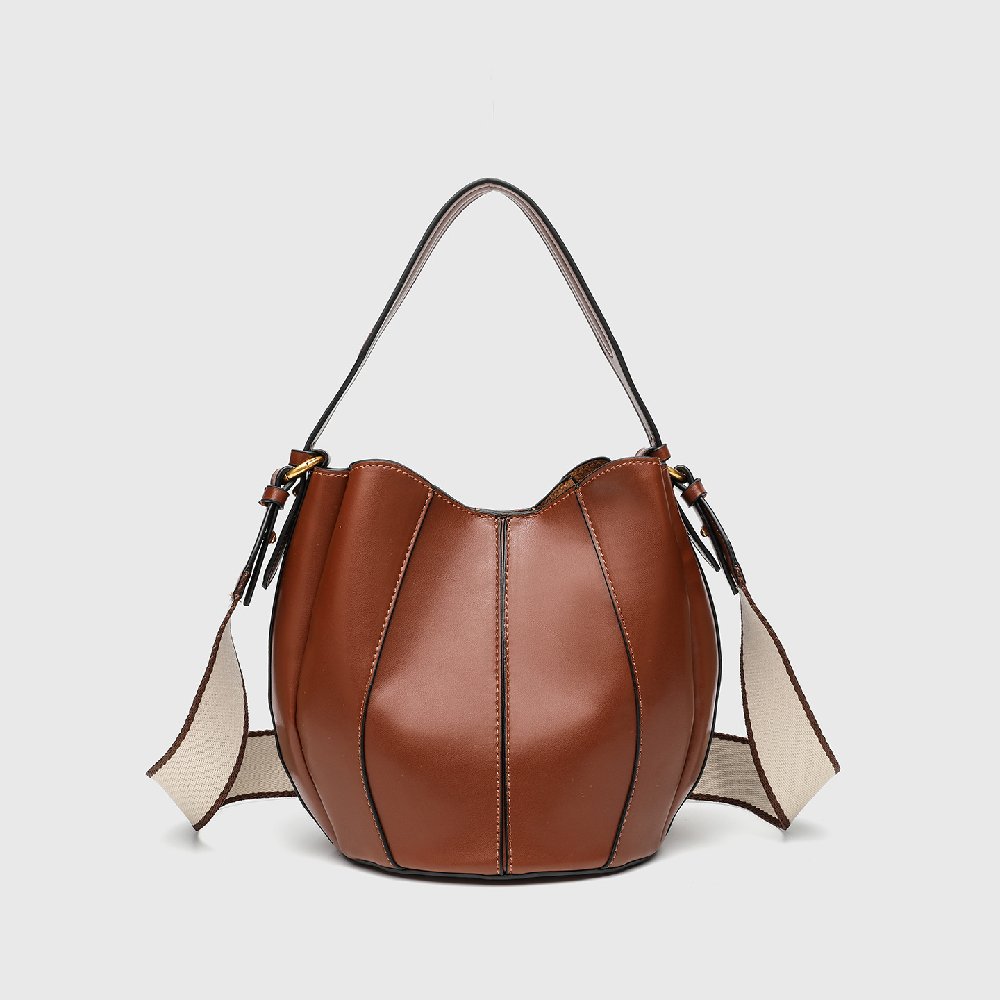 Z Home Women's Bag 2025 Summer New Collection Line Decoration Bundle Mouth Bucket Bag Versatile Large Capacity Handheld Single Shoulder Crossbody Bag