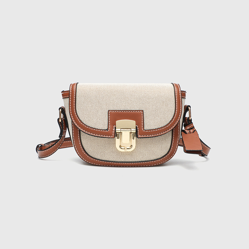 Cross border autumn and winter new women's bag high-end sense contrasting color saddle bag fashionable armpit bag versatile trend single shoulder crossbody bag