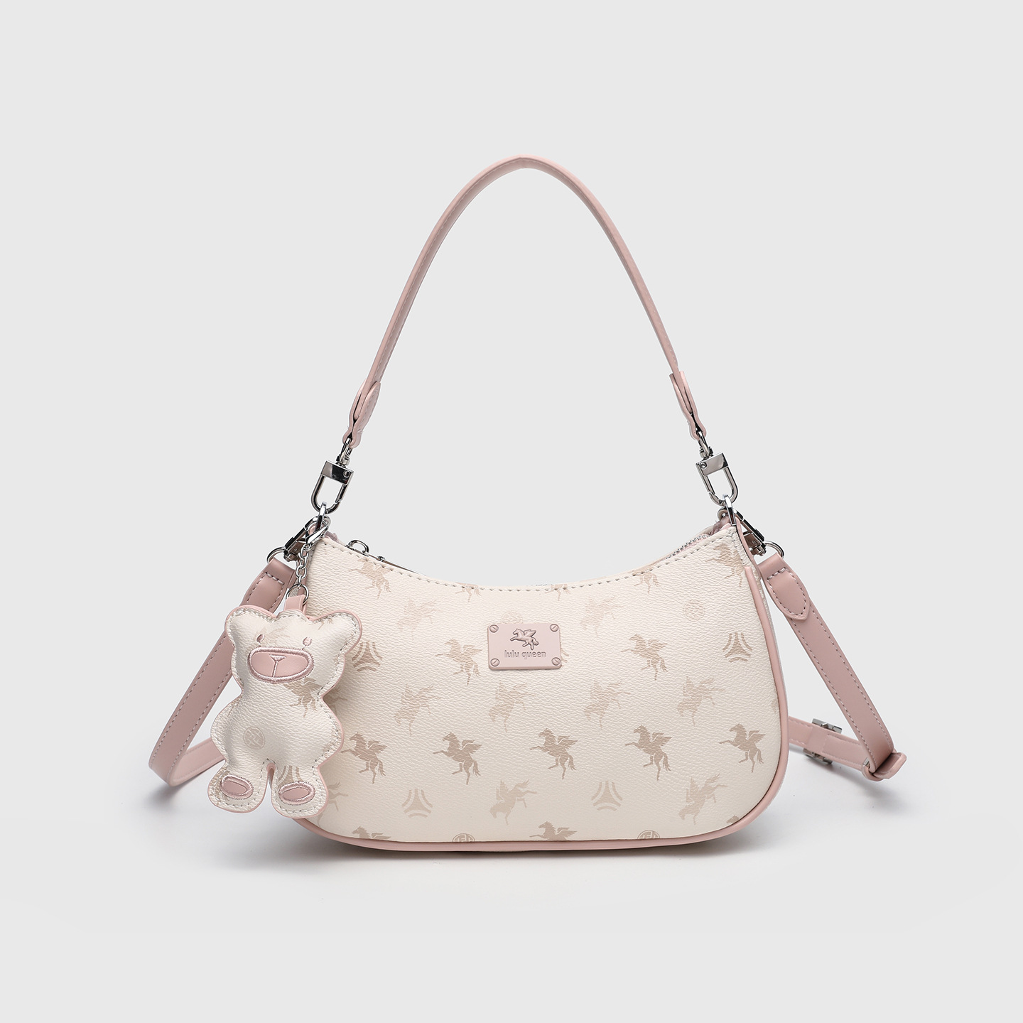 LULU QUEEN Flying Horse Underarm Bag Moon Tooth Bag Fashion Women's Bag Printed Single Shoulder Crossbody Bag Bear Pendant