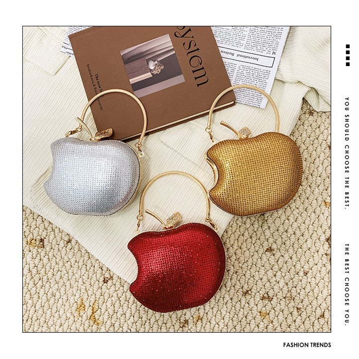 Cross border popular women's dinner bag, fashionable Apple foreign trade handbag, light luxury diamond inlaid chain acrylic evening bag