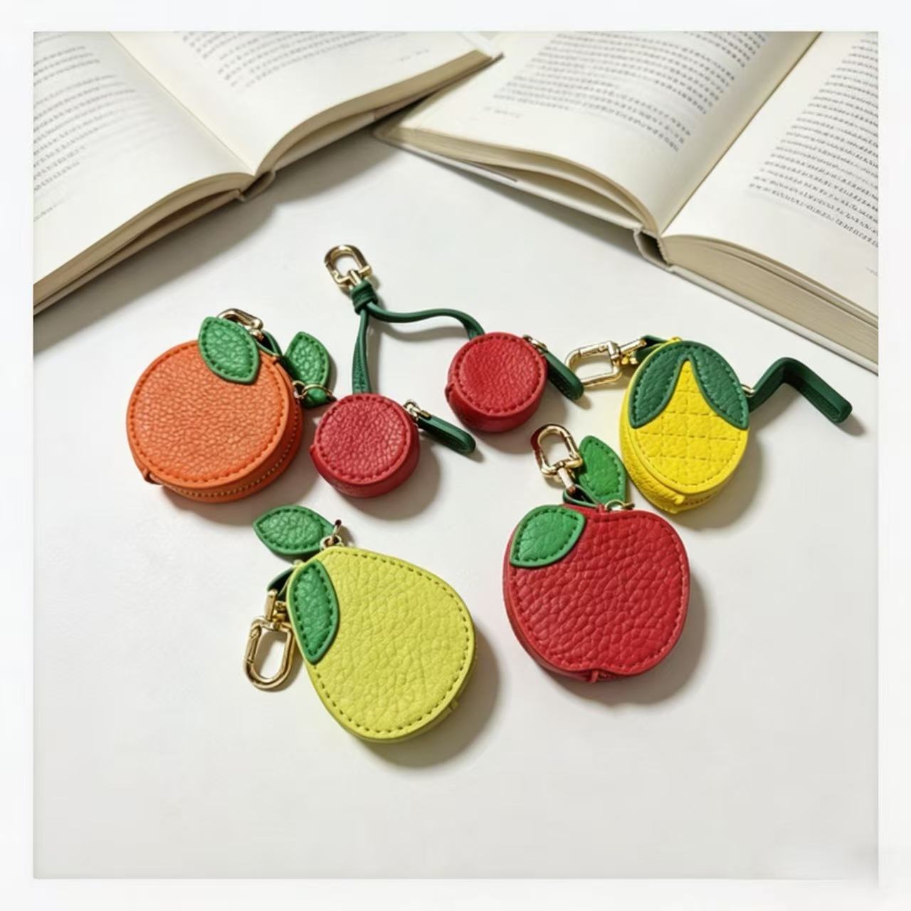 Cute fruit leather coin purse wholesale mini pendant keychain bag simple small fresh bag pendant accessories
