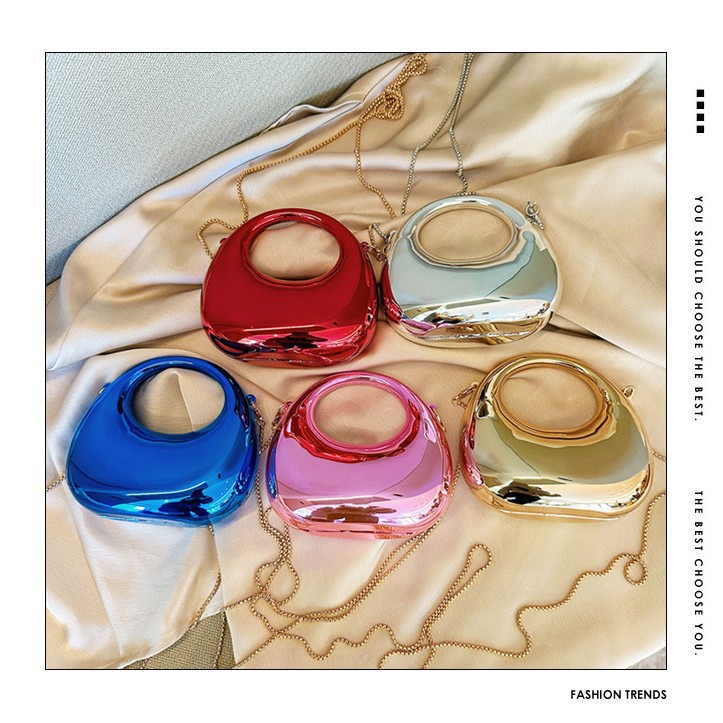 New Cross border Banquet Bag Fashion Chain Mini Bag Crescent Acrylic Bag Lipstick Change Children's Bag Crossbody Bag