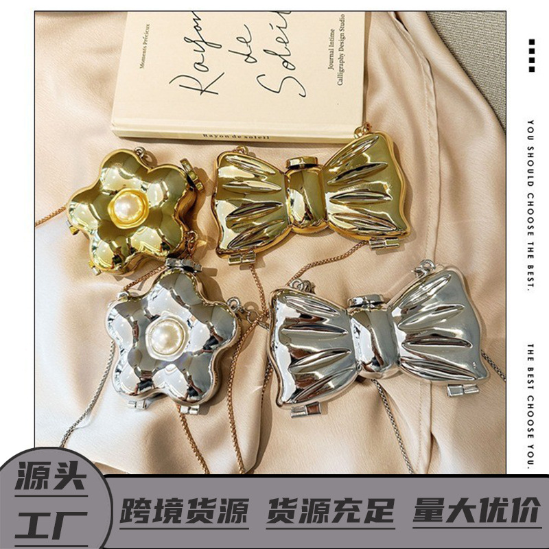 2025 New Cross border Banquet Package Acrylic Package Bright Pearl Flower Package Bow Mini Package Mouth Red Envelope