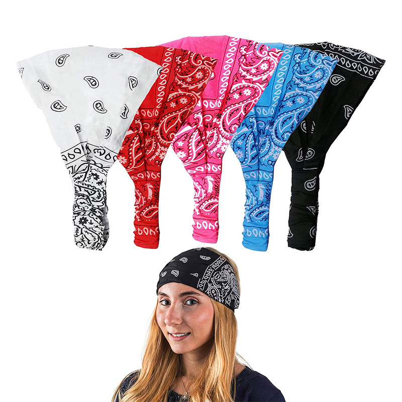 European and American popular African printed wide headband, amoeboid cotton headband, women's sports headscarf