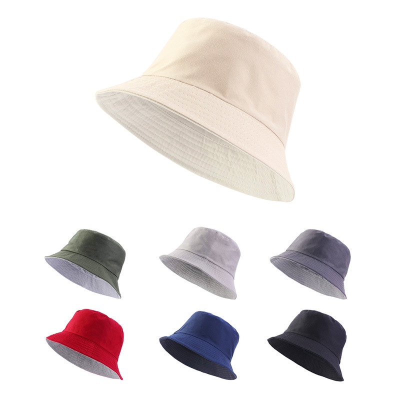 Amazon's new solid color light panel double-sided fisherman hat sunshade hat, sun protection simple foldable basin hat