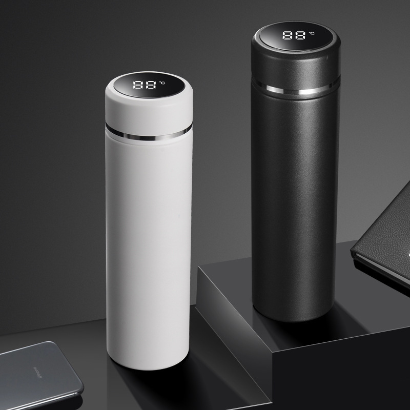 High end business 316 stainless steel insulated cup spray painted intelligent gift water cup tea separation office business cup