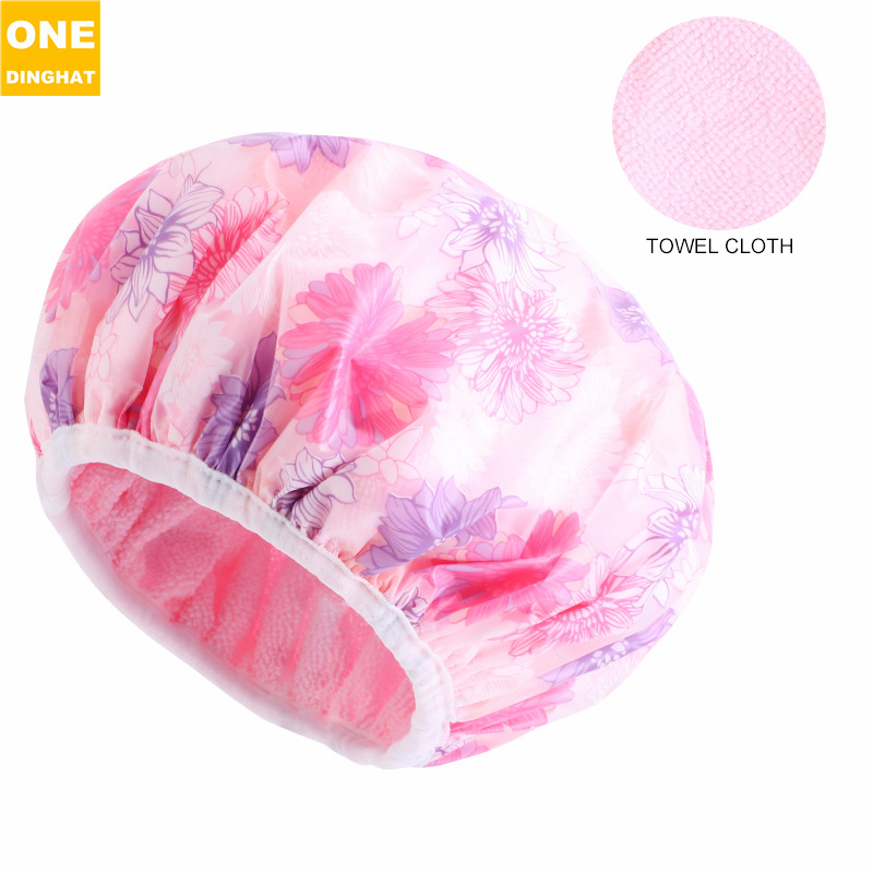 EVA printed shower cap, household double-layer thick towel cloth, dry hair cap, perm cap, 2-in-1 hair care cap JDY-453G EVA printed shower cap, household double-layer thick towel cloth, dry hair cap, perm cap, 2-in-1 hair care cap JDY-453G