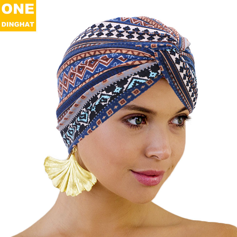 Ethnic style cross twist hat Bohemian trendy scarf hat Chemotherapy hat Cross border exclusive source TJM-211