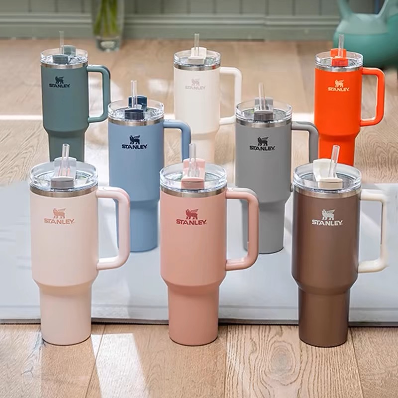 Cross border Amazon handle straw cup 304 stainless steel insulated cup ice cup large capacity car water cup