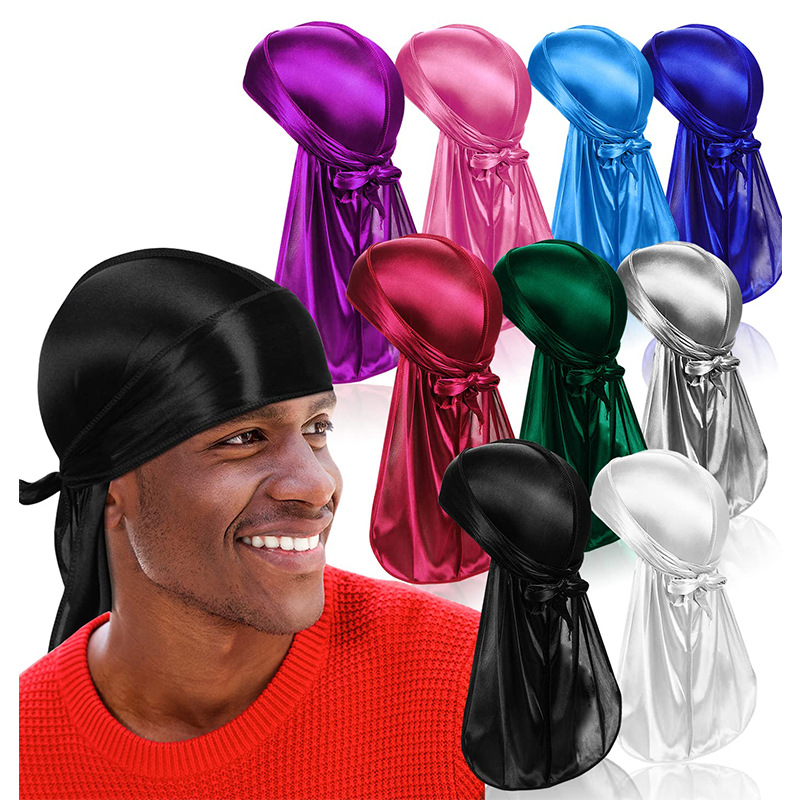 New simulation silk long tail headscarf hat pirate hat toe cap chemotherapy hat SILKY DURAG