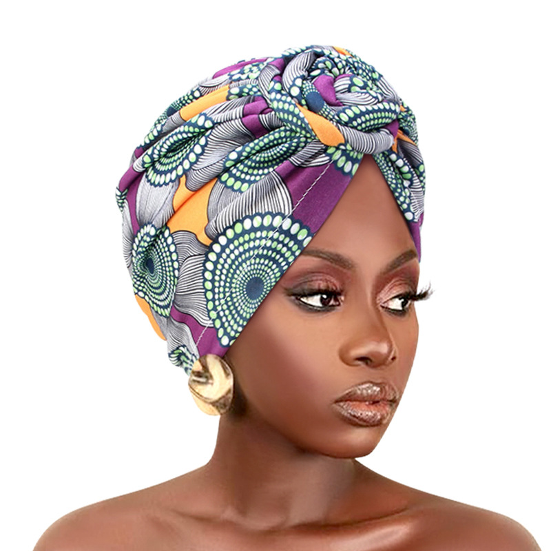 European and American popular bohemian whirlpool floral headscarf hat knotted hat retro fashion hat