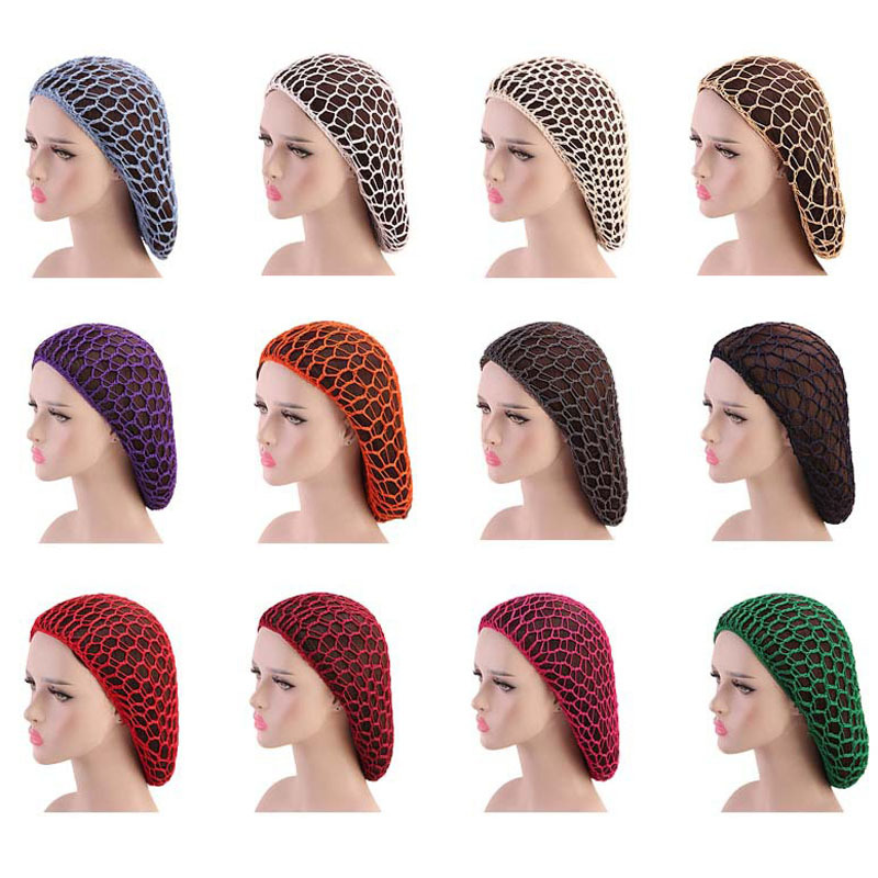Women's handmade crochet hanging hair net hair care long net pocket mesh nightcap factory direct sales
