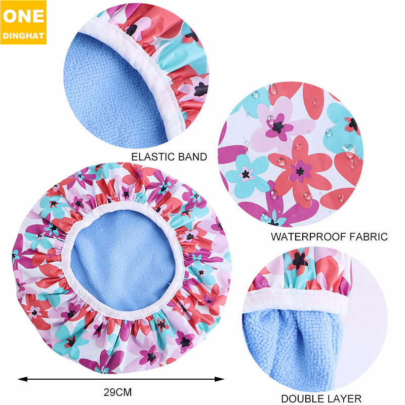 EVA printed shower cap, household double-layer thick towel cloth, dry hair cap, perm cap, 2-in-1 hair care cap JDY-453G EVA printed shower cap, household double-layer thick towel cloth, dry hair cap, perm cap, 2-in-1 hair care cap JDY-453G