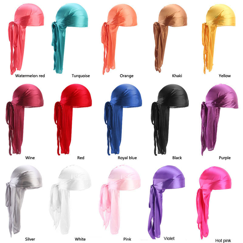 AliExpress hot selling new simulation silk long tail headscarf hat pirate hat SILKY DURAG TJM-05C