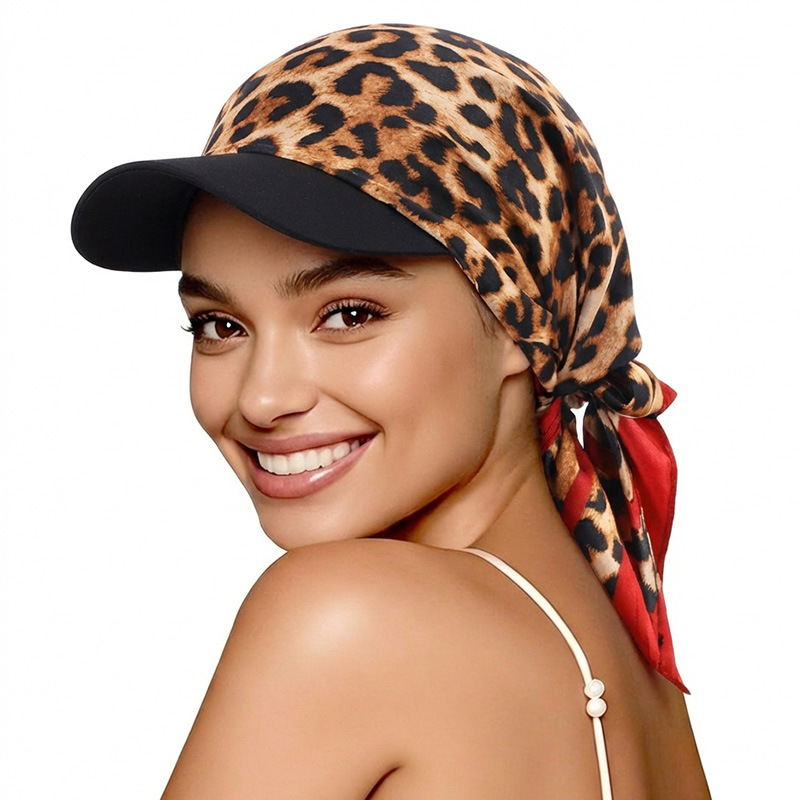 Cross border colored square scarf style hat brim headscarf hat strap duckbill hat outdoor sun hat JDT-234J
