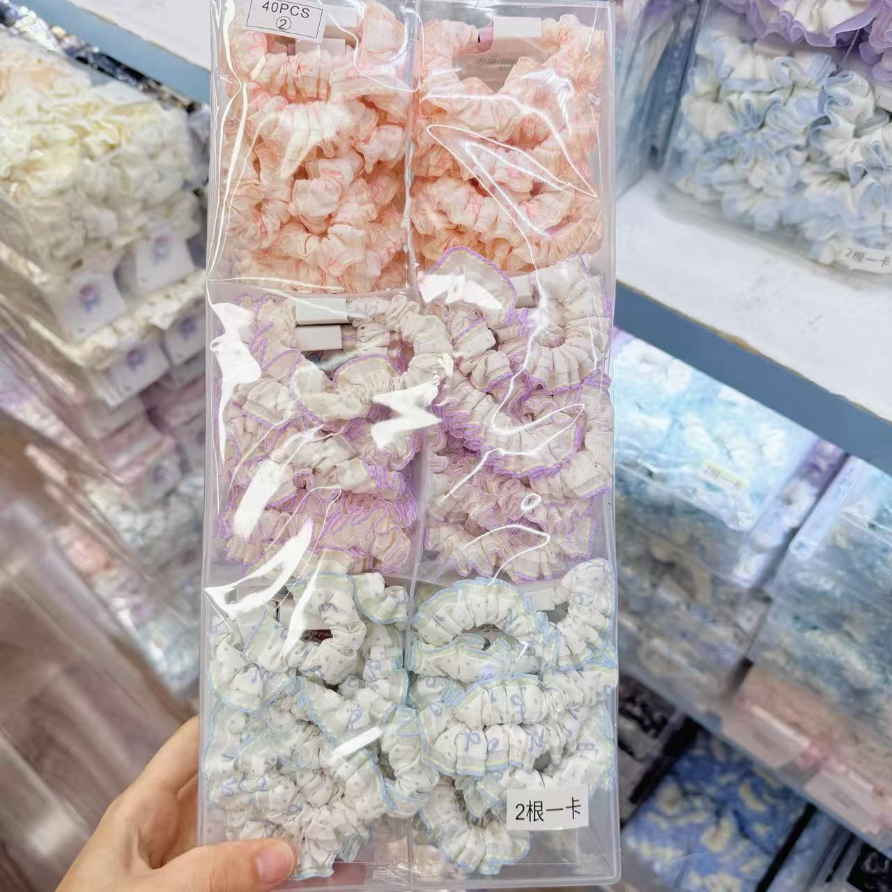 New colorful girl gauze small intestine loop cute chiffon edge hair loop high elasticity rubber band two pieces of commercial super hair accessory New colorful girl gauze small intestine loop cute chiffon edge hair loop high elasticity rubber band two pieces of commercial super hair accessory