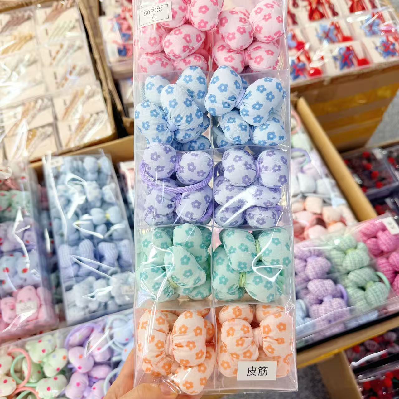 Korean cotton filled bowtie headband fabric student rubber band super fairy girl tying ball ponytail headband Yiwu wholesale Korean cotton filled bowtie headband fabric student rubber band super fairy girl tying ball ponytail headband Yiwu wholesale