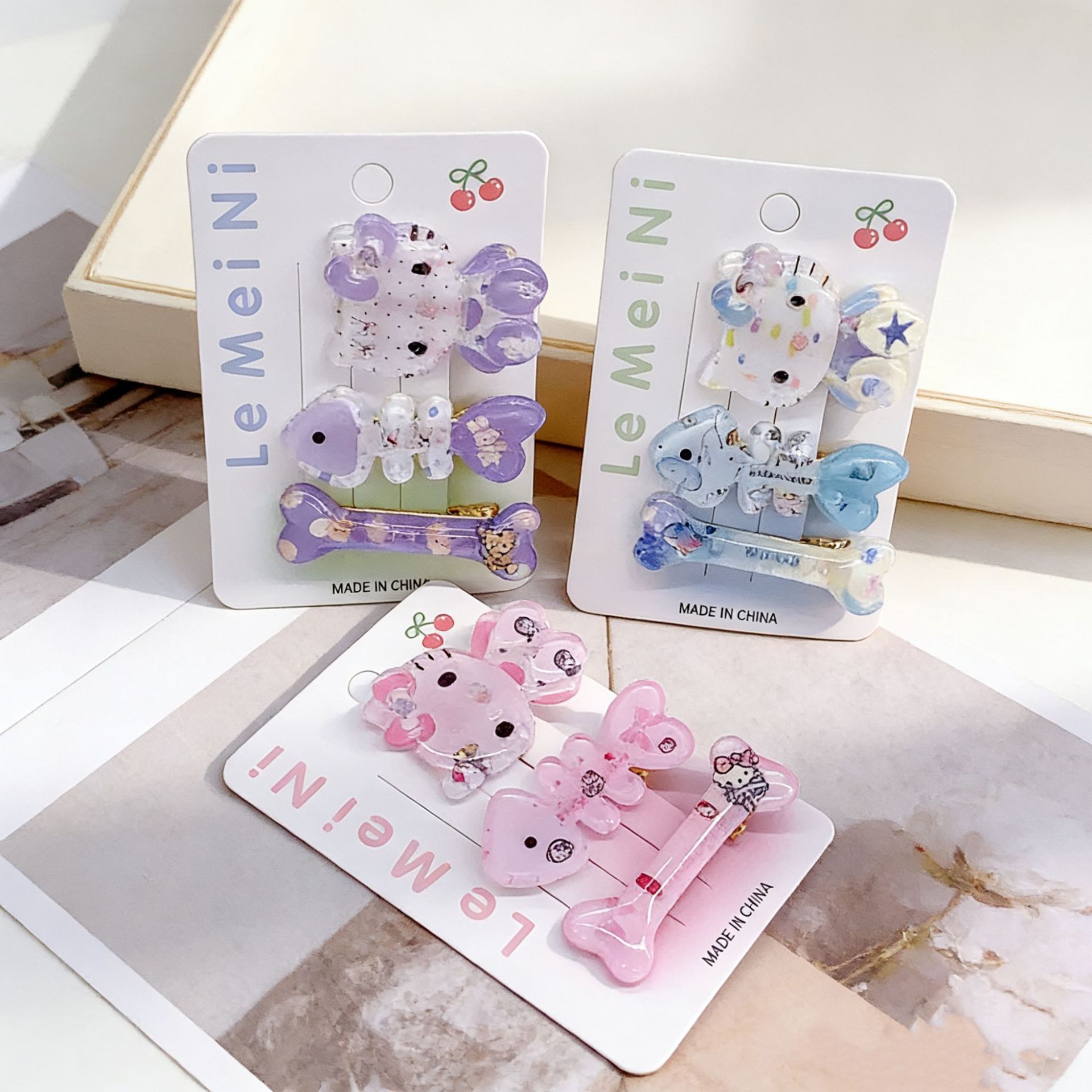 Ice through series girl hair clip 2026 summer hot selling bangs clip student KT cat hair clip side clip women wholesale