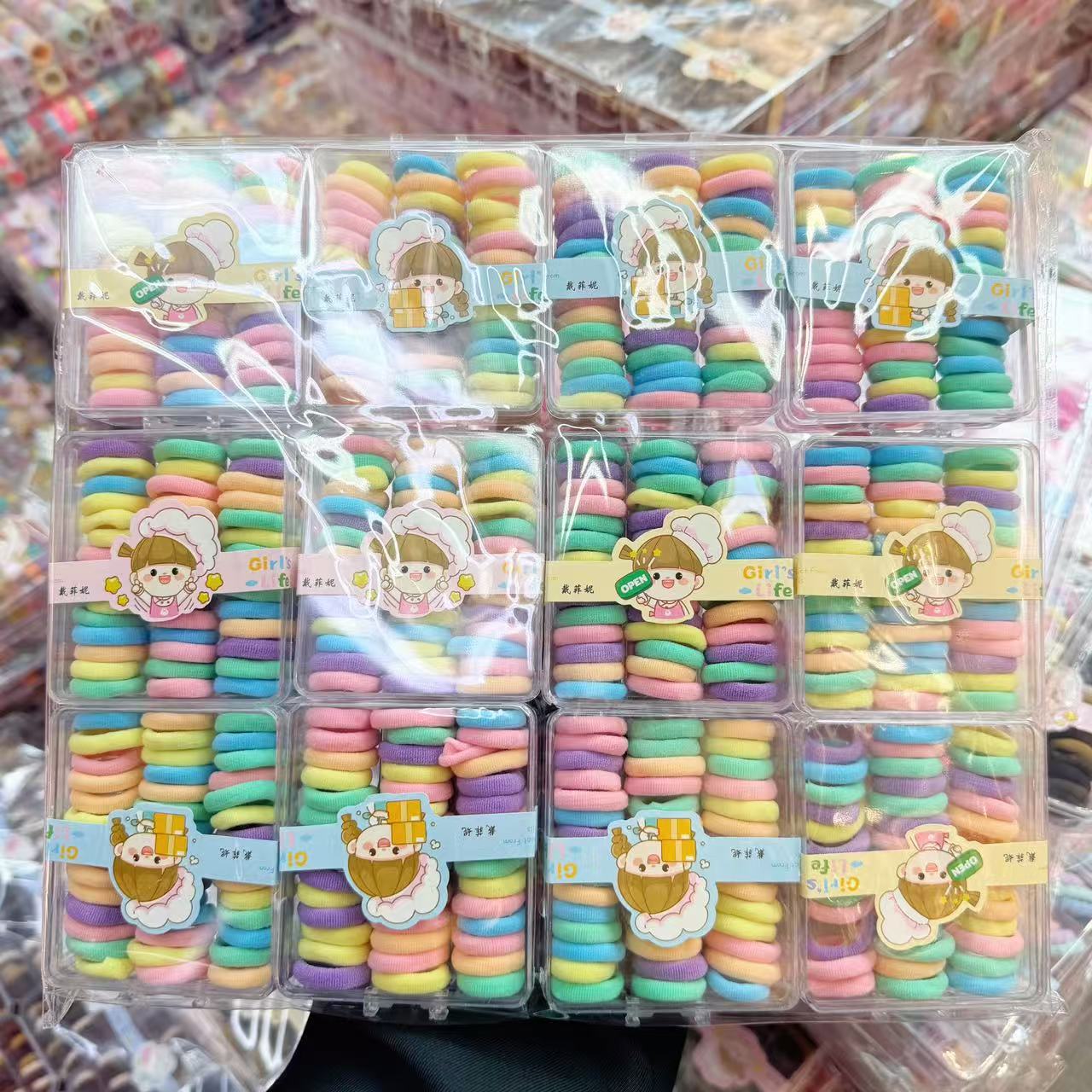 Popular boxed children's rubber bands, small grab clips, high elasticity, no damage to hair, cute thumb rings, hair rings, girls' hair tie ropes
