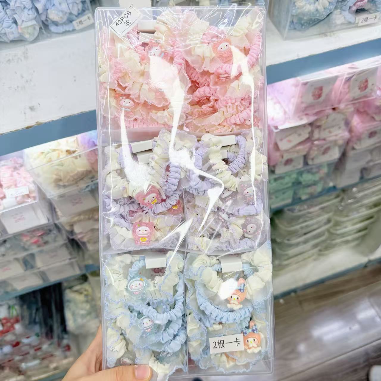 New colorful girl gauze small intestine loop cute chiffon edge hair loop high elasticity rubber band two pieces of commercial super hair accessory New colorful girl gauze small intestine loop cute chiffon edge hair loop high elasticity rubber band two pieces of commercial super hair accessory