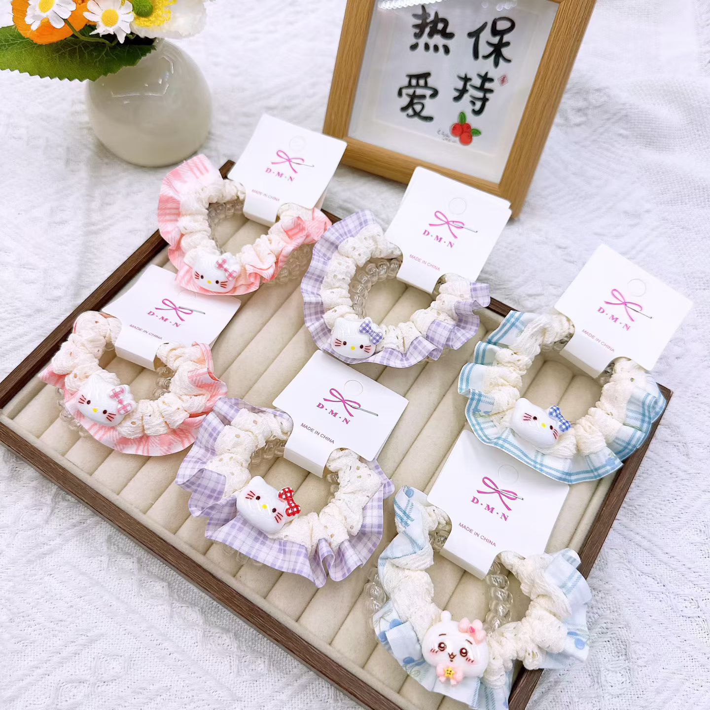 New colorful girl gauze small intestine loop cute chiffon edge hair loop high elasticity rubber band two pieces of commercial super hair accessory New colorful girl gauze small intestine loop cute chiffon edge hair loop high elasticity rubber band two pieces of commercial super hair accessory