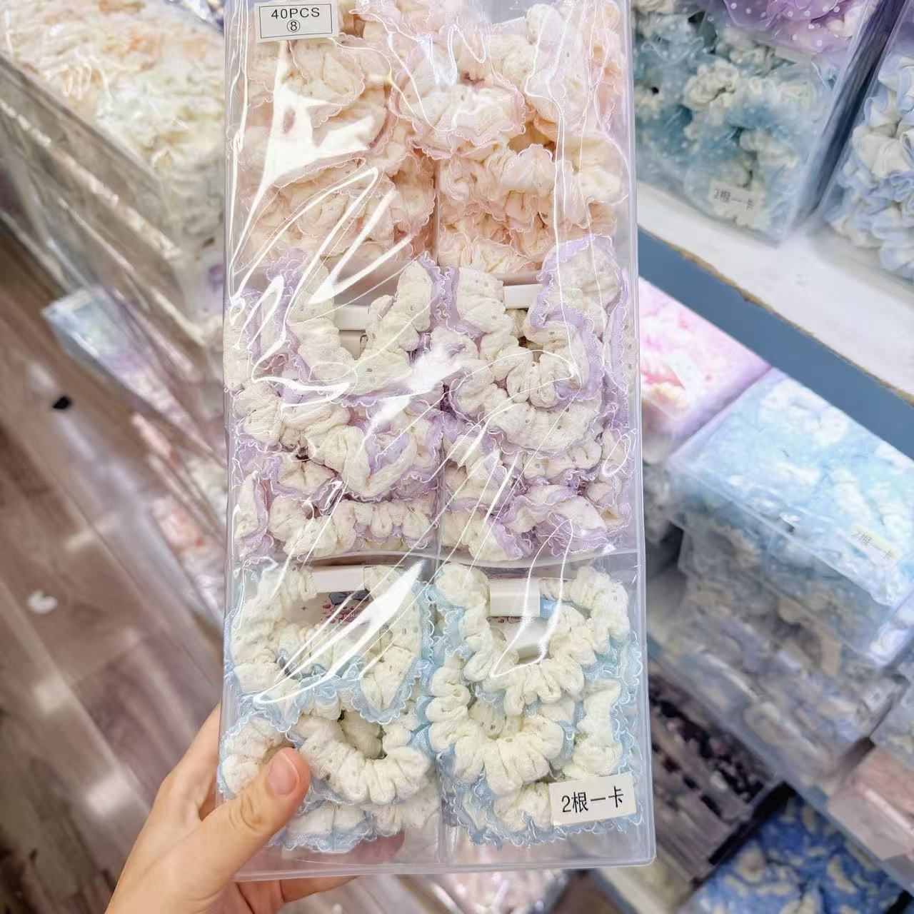 New colorful girl gauze small intestine loop cute chiffon edge hair loop high elasticity rubber band two pieces of commercial super hair accessory New colorful girl gauze small intestine loop cute chiffon edge hair loop high elasticity rubber band two pieces of commercial super hair accessory