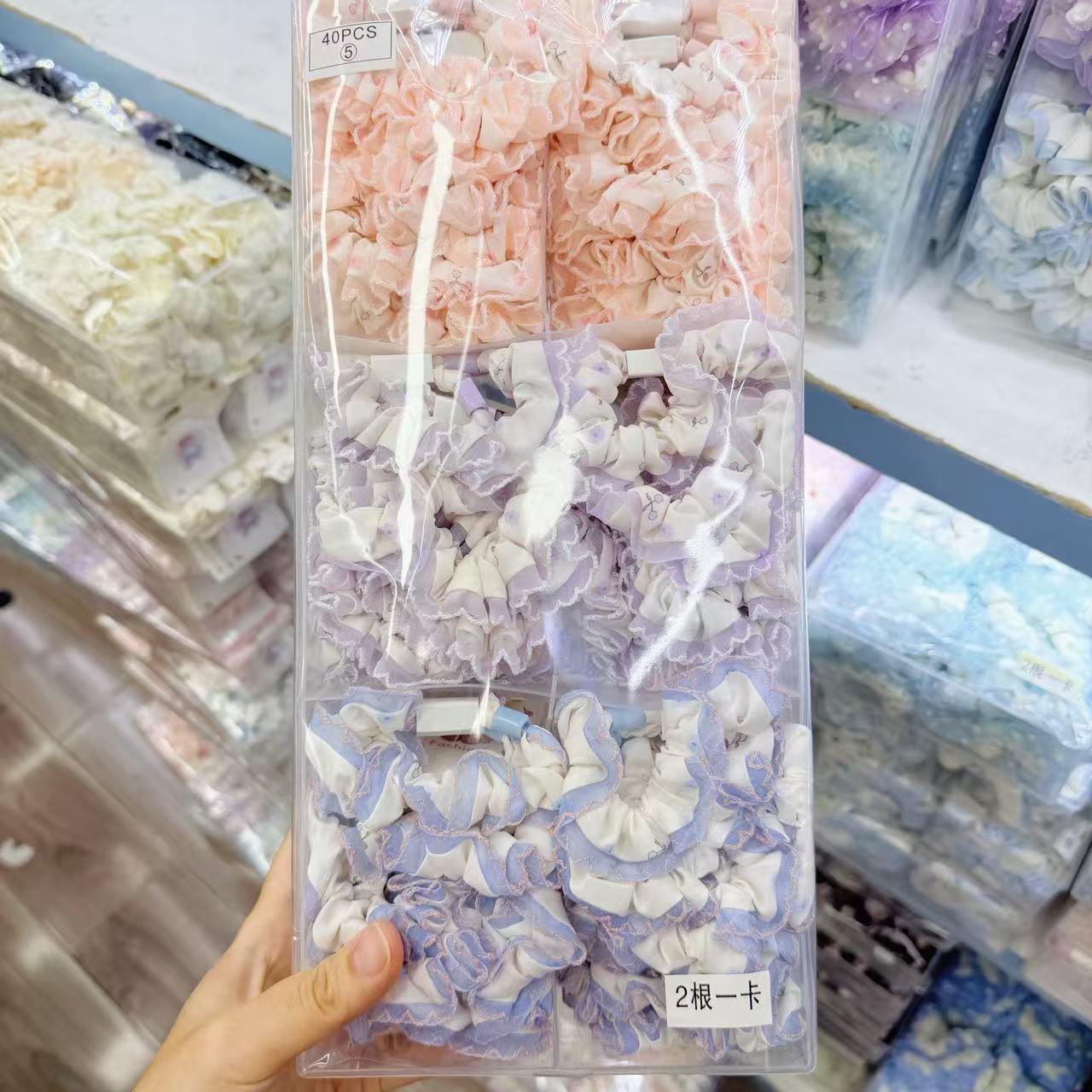 New colorful girl gauze small intestine loop cute chiffon edge hair loop high elasticity rubber band two pieces of commercial super hair accessory New colorful girl gauze small intestine loop cute chiffon edge hair loop high elasticity rubber band two pieces of commercial super hair accessory