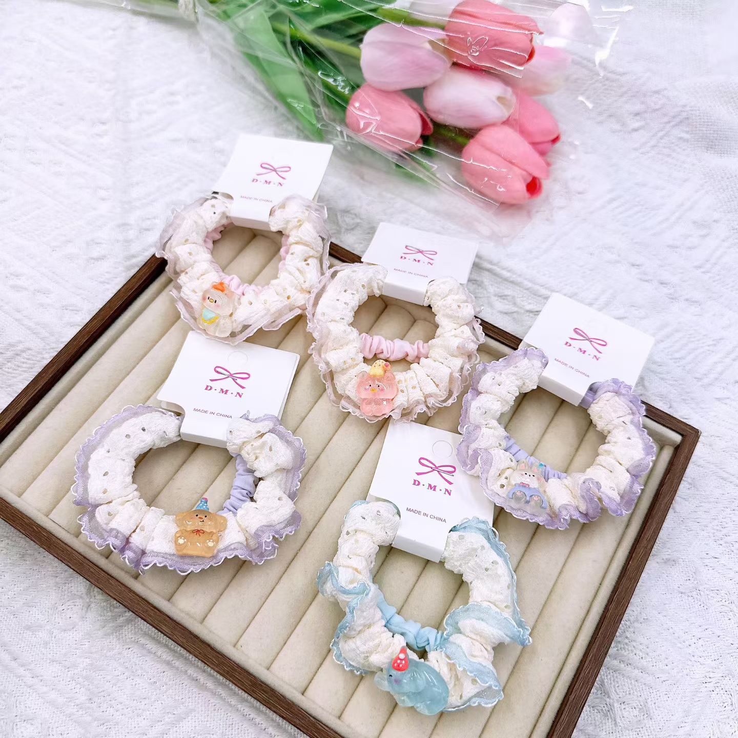 New colorful girl gauze small intestine loop cute chiffon edge hair loop high elasticity rubber band two pieces of commercial super hair accessory New colorful girl gauze small intestine loop cute chiffon edge hair loop high elasticity rubber band two pieces of commercial super hair accessory